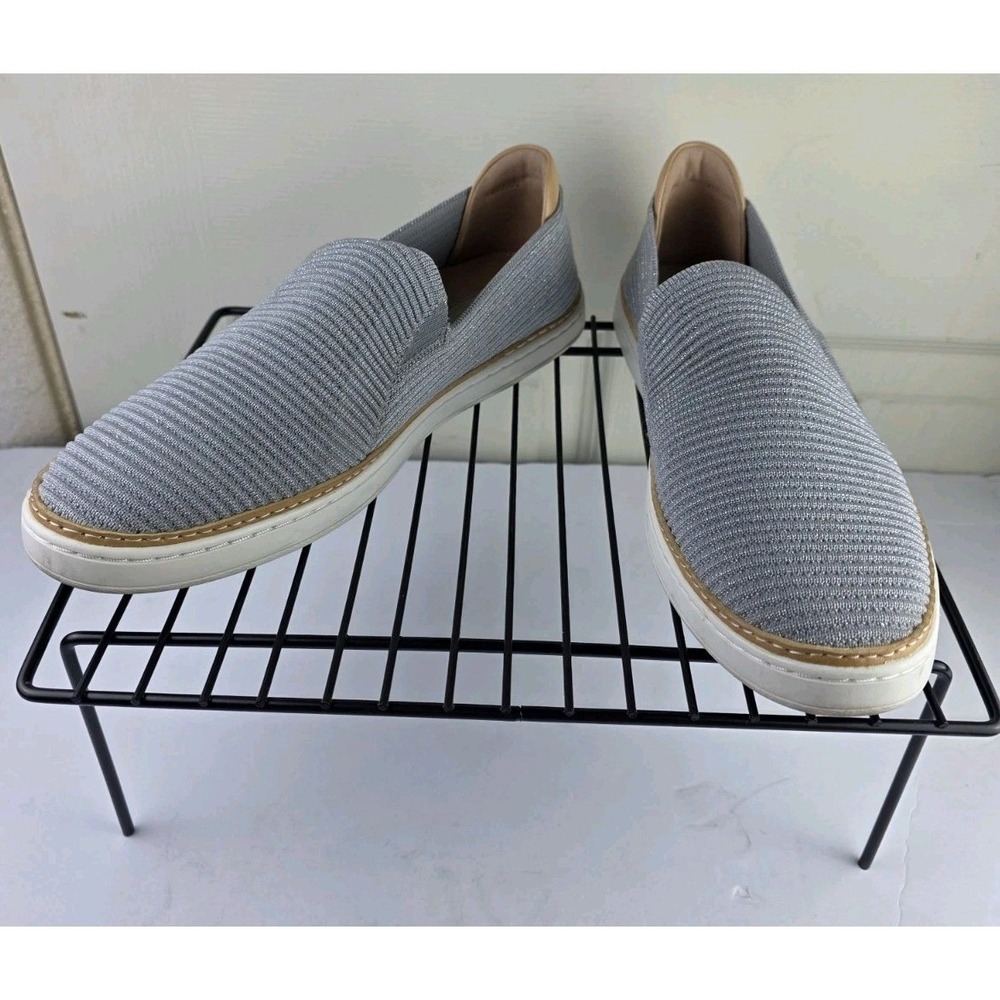 UGG Sammy Metallic Knit Slip-On Sneakers Silver Grey 1113450 Womens 9.5